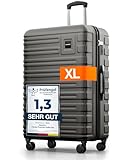 Travely Polycarbonat Koffer Groß 77cm XL - 100L Innenvolumen - 158cm Gurtmaß, sehr robuster Hartschalenkoffer mit sanften Rollen & TSA Schloss, Reisekoffer, Handgepäck Koffer, Reisekoffer mit Rollen