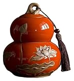 HTGAOO Vintage-Teedose aus Keramik, Ge Kiln, 750/1100 ml, Tibet-Kaffee-Zuckerdosen-Set, Nüsse, Gläser(Red,13x18/11X14CM)