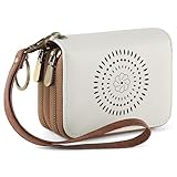 SENDEFN Geldbörse Damen Klein, Kreditkartenetui RFID Schutz, Portemonnaie Doppelter Reißverschluss, Orgel-Stil Geldbeutel aus Veganes Leder mit Vielen Fächern