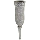 matches21 Grabvase mit Ornamenten zum Stecken - wetterfeste Friedhofsvase als Grabschmuck aus Kunststoff in grau - Blumenvase als Steckvase für Grabdekoration in Ø 10 x 33,5 cm