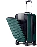 RYER Handgepäck Koffer fürs Flugzeug – Carry On Suitcase – ABS Hartschalenkoffer mit Laptopfach – Doppeltes TSA-Schloss, Wasserdicht und Namensschild – Reisekoffer mit 4 Rollen – 54x36x23cm – Grün