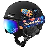 Odoland Kinder Skihelm und Skibrille Set, Snowboardhelm für Jungen und Mädchen, Verstellbar Schneehelm mit Robuste PC-Schale und EPS-Schaum zum Skifahren