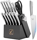 imarku Messerblock mit Messer Set, 14-TLG hochwertige Küchenmesser, Scharfes Japanisches Messerset mit Holzblock, Profi Küchenmesserset, Knife Set, Schwarz—Valentinstag Geschenk