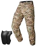 VOTAGOO Taktisch Hose Herren Camo Militärhose Combat Paintball Hose Taktische Pants Abnehmbare Kniepolster Outdoor-Aktivitäten (3XL, CP)