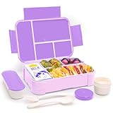 IJIAMY Lunchbox Kinder, Auslaufsicher Brotdose Kinder mit Fächern, Bento Box, Brotbox für Mädchen & Jungen, Snackbox, Perfekt für Schule, Kindergarten & Ausflüge (Lila)