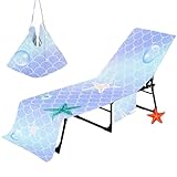 Strandkorbabdeckungen mit Taschen, Strandkorbhülle aus Mikrofaser, faltbar, wasserabsorbierend, für tragbare Stühle mit Seitentasche, weicher Bezug für S
