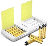 8 stück Lithium AA Akku mit Ladegerät, wiederaufladbare AA Batterien, 1.5V Lithium AA Batterien，3000mWh hohe Kapazität Mignon AA Batterienund Akku Ladegerät mit Ladung-Aufbewahrung Funktion