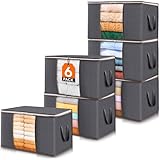 Lifewit 6 Stück Aufbewahrungstasche Groß, Bettdecken Aufbewahrungsbox mit Deckel, Verstärkt Griff Kleidung Aufbewahrung Storage Bag, Kleiderbox Umzugskartons für Klamotten, Kleider, Bettwäsche, Grau