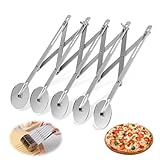 XHYASD 5 Räder Teigschneider Edelstahl, Justierbar Teigteiler, Mehrrund Teigrädchen für Pizza, Brot und Küchenbacken