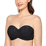 DELIMIRA Damen Trägerloser BH Jacquard mit Bügel ohne Einlagen Große Größen Schwarz 85B