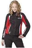 Nerve Motorradjacke -Unique- Motorrad Damen Wasserdicht Jacke mit Protektoren Sommer Winter Textil Frauen (DE/NL/SE/PL, Numerisch, 36, Regular, Regular, schwarz-rot)