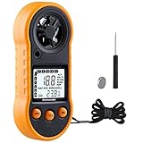 Digitaler Windmesser, Luftdurchflussmesser mit Windtemperaturwerkzeug -10 ° C ~ 45 ° C,Anemometer zur Messung der Luftstromgeschwindigkeit, Windmesser zum Segeln/Surfen/Angeln/Drachen - Gelb
