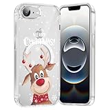 Saqmkil Weihnachten Magnetische Handyhülle für iPhone 16e/SE 4/SE 2025 Hülle, Süß Weihnachts Rentier Muster Winter Christmas Case Kompatibel mit MagSafe, Transparent Silikon Stoßfest Xmas Schutzhülle