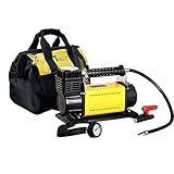 YCDJCS Reifendruckmesser Und Luftpumpe DC 12V Autobatterieklemmen Reifenpumpe Mit Ausziehbarem Luftschlauch LED-Lichtbeuteladapter Für Reifen Usw Stationäre Druckluft-Kompressoren