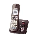 Panasonic KX-TG6821GA DECT Schnurlostelefon mit Anrufbeantworter (strahlungsarm, Eco-Modus, GAP Telefon, Festnetz, Anrufsperre) mocca-braun