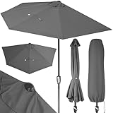 Kingsleeve® Sonnenschirm Halbrund 2,7m Abdeckung UV-Schutz 80+ Balkon Terrasse Halbschirm Terrassenschirm Balkonschirm Halbrundschirm Anthrazit Grau