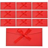 ATSNOSH 10 Stück Leuchtend Rot Schöne Briefumschläge, Umschläge Grußkarten, Kraftpapier Umschläge mit Schleife, Einladungsumschläge, 11x22 cm, für Weihnachten Geburtstag Valentinstag (Leuchtend Rot)