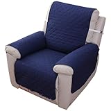 INLANDSIS Sesselschoner Sesselauflage Relax mit Armlehnen ​und Taschen Sessel,1 Sitzer/wasserdicht/gepolstert/mit rutschfestem Gurt/sesselüberzug (Marineblau,55 * 200)