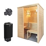 Sentiotec Alaska Mini Sauna Kompettset Massivsauna Saunakabine 160x110x204cm mit Saunaofen