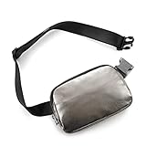 Fleece-Leder-Gürteltasche, Gürteltasche, Umhängetasche, Bauchtasche für Laufen, Wandern, Reisen, Workout, überall, Taillen-Zitronentasche, verstellbarer Riemen für Frauen, Leder Grau, Bauchtasche