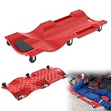 Suusolny 101,5x45,5x11,5cm Montagerollbrett KFZ Werkstattliege 150 kg 6 Rollen KFZ Rollbrett Werkstatt mit Kopfstütze Werkzeugfach Rollliege Auto Reparatur Montageliege