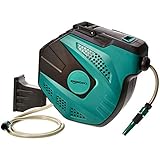 Amazon Basics Schlauchtrommel zur Wandmontage, mit Schlauch, automatische Aufrollung, 35 m, Grün/Schwarz