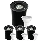 JNR 4er Set Bodenstrahler Außen Schwenkbar GU10 IP67 Wasserdicht mit LED 5W 3000K Warmweiß, Bodeneinbaustrahler Aussen 230V Bodenleuchten Außen, Schwarz