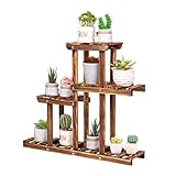 unho Mini Blumenregal aus Holz, Pflanzenregal 4 Ebenen, Blumenständer Blumentreppe für kleine Blumentöpfe, Sukkulenten, Holzregal für Garten Balkon Terrasse Fensterbank, 58×11.5×50cm