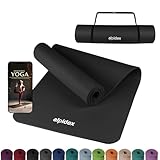 ALPIDEX Yogamatte 183 x 60 x 0.8 cm Phthalatfreie Fitness Matte E-Book Tragegurt rutschfest Gymnastik Turnen Pilates Sport Physio HIIT Yoga Trainingsmatte Isomatte Hautfreundlich, Black