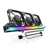 AsiaHorse 80mm PWM PC Gehäuselüfter für Computer Grafikkarte mit Grafikkartenhalterung, 5V 3PIN ARGB GPU Lüfter mit Mainboard Aura Sync Steuerung bis 3000 RPM, Grafikkartenkühler, Schwarz