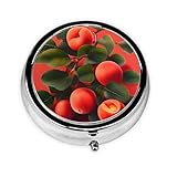 Tragbare Pillendose mit 3 Fächern, Rot Aprikose, kann in Brieftasche, Tasche verstaut werden, leicht und praktisch, runde Mini-Pillendose