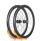 Fahrradfelge Carbonfaser-Rennrad-Laufradsatz 700C Rennrad Sechs-Nagel-Scheibenbremsnabe Großer Messerring 50-mm-Laufradsatz in Tonnenachsenversion