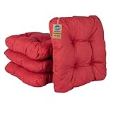 HLKauf 4 | 6 | 8er Set Sitzkissen 36x36x6 cm | weiche Kissen | Für Garten, Camping, Gastronomie oder Bistro | Oeko-Tex und Made in EU (Bordeaux & 1x HLKauf-Block, 4er-Set)