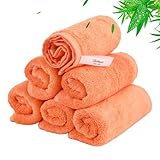 Baby-Waschlappen, 6 Stück, 25,4 x 25,4 cm, kleine orangefarbene Waschlappen für Gesicht und Körper, super weiche und sanfte Gesichtshandtücher auf empfindlicher Haut, Baby-Wunschliste für Neugeborene,