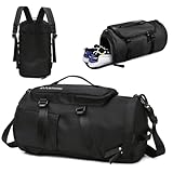 flintronic Sporttasche Damen Herren 33L Reisetasche mit Schuhfach Nassfach Faltbare Reisetasche Weekender Sporttasche Schwimmtasche FitnesstascheTrainingstasche für Reisen, Fitness, Sport (Schwarz)