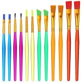 Guduling 12 Stück Pinselset Kinder, Pinselset Wasserfarben Kinder, Aquarell Pinsel Set, Nylon Malpinsel, Kunststoffgriff für Kunst und Handwerk