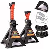 2X Unterstellböcke Stützböcke 3T, 295-425 mm, mit Sicherung VERSTÄRKT Wagenheber Ständer Modellwahl Wagenbock Werkstattstände Profi Reifenwechsel Abstellbock Auto Heber Gummi PKW Wohnmobil SN2432