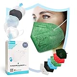 Virshields® FFP2 Mundschutz Maske - PFE 94%, VFE 99.99%, EN 149:2001+A1:2009, 5 Lagen, 10-2000 Stück, Filtrierend, Made in EU, Farbwahl - Atemschutzmaske, Schutzmaske, Halbmaske (10, Grün)