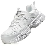 KOIFISH Sicherheitsschuhe Damen Leicht Arbeitsschuhe rutschfest mit Stahlkappe Sportlich Atmungsaktiv Schutzschuhe Weiß/39