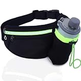Guyode Bauchtasche mit Flaschenhalter, Laufgürtel, Running Belt, Trinkgürtel Laufen, mit Reißverschlusstaschen auf Reisen Joggen Wandern Hundespaziergänge Klettern (Flaschen Nicht Inklusive) Schwarz