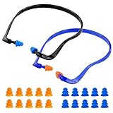 LOVEER Gehörschutz arbeit 2 Stück, 2 Set Bügelgehörschutz mit 10 Paar Ersatzstöpseln, Hörschutz für Arbeit, Schlaf & Schießsport, Komfortabler Gehörschutz Konzert in Schwarz & Blau, 14x14*1.4cm