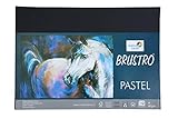 Brustro Künstler-Pastellpapier, 160 g/m², Größe A4, Schwarz, 2 Stück (insgesamt 24 Blatt), ideal für Pastellkreide, Farbstifte, Graphit, Kohle, Gouache, Tinte und Trockentechniken