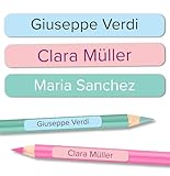 Namensaufkleber Kinder Schule für Schulsachen und Gegenstände (120 Stück) - Wasserfeste Namensschilder - Kita und Schule (Einfarbig)