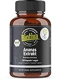 Biotiva Bio Ananas Extrakt 120 Kapseln - 500mg - Bromelain - natürliches Ananasenzym - vegan - Abgefüllt und kontrolliert in Deutschland (DE-ÖKO-005)