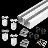 Doppelschiebetür-Hardware-Kit – oben montierte Aluminiumschiene mit Stoppern für rahmenlose Glastüren – Bypass-System