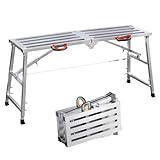 Verstellbare Arbeitsplattform Bis 400kg Multifunktions Gerüstleiter Verzinkter Stahl Tragbare Klappbare Stufenleiter für Reinigung, Hohe Wandfarbe, Verkleidung(Single Support,160X30cm)