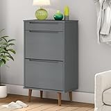 ShGaxin Schuhschrank, Schuhbank, Shoe Rack, Schuhe Schrank, Schuhkommode, Schuhregal, Mehrzweckschrank, Grau 59,5x35x103 cm Massivholz Kiefer