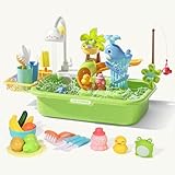 Spülbecken Kinder Wasserfunktion, Apritsce Kinder Waschbecken mit Angelspiel Küchenspielzeug, Wasserspieler für Rollenspiel