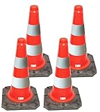4er-Pack Premium Qualitäts Pylonen 500mm - langlebige schwere Verkehrshütchen standsicher Dank niedrigem Schwerpunkt (4)