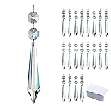 GOLDENHAITAI 20 Stück Kristall-Kronleuchter-Prismen Anhänger hängende Eiszapfen Tropfen mit achteckigen Perlen Glas-Ersatzteile (76 mm klar)
